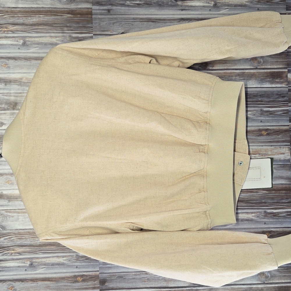 H&M Linen Blend Womens Cropped Bomber Jacket              Size S NEW - Picture 2 of 5